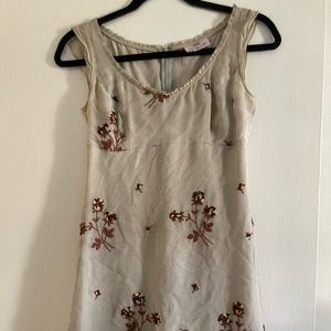 Tocca mini dress  light blue w brown embroidered flowers size 2 fits like a 0